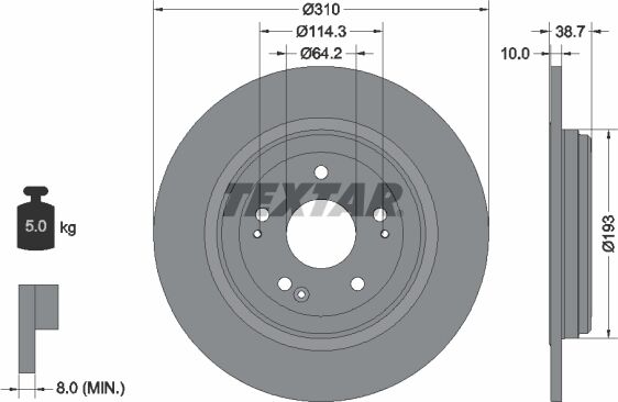 Textar Bremsscheibe Pro 92306103 310mm 10mm Für Honda