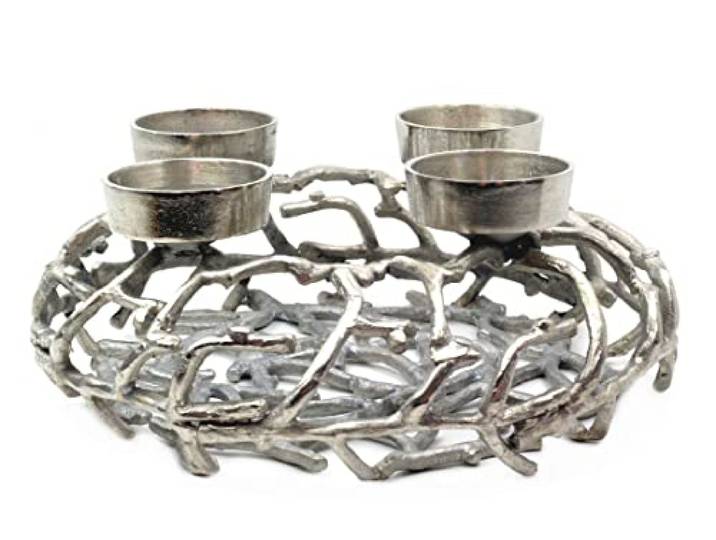 Adventskranz AST Alu Silber, groß, edel (V39175) Adventsdeko Weihnachtsdeko Kranz