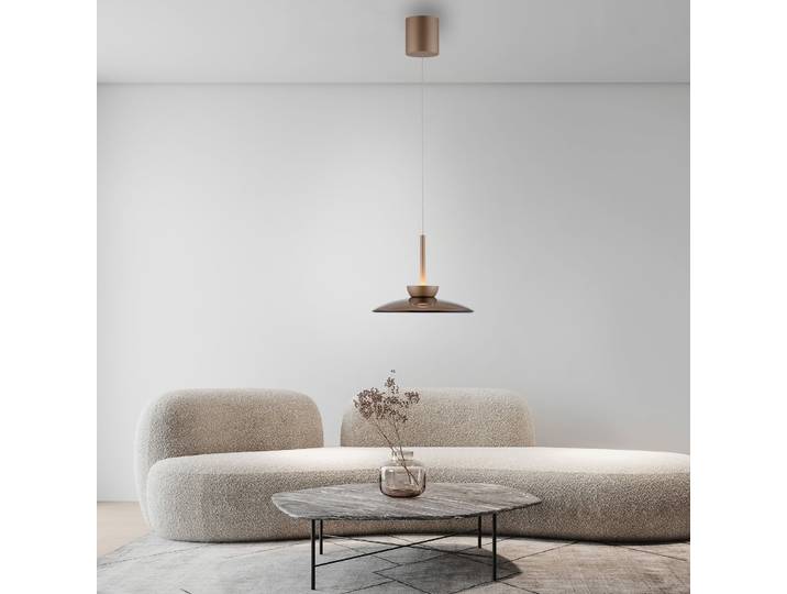 Suspension LED Moon, bronze, verre ambré (foncé), Ø 32 cm - PURE PURE Moon - Salon / séjour - Moderne - Avec abat-jour