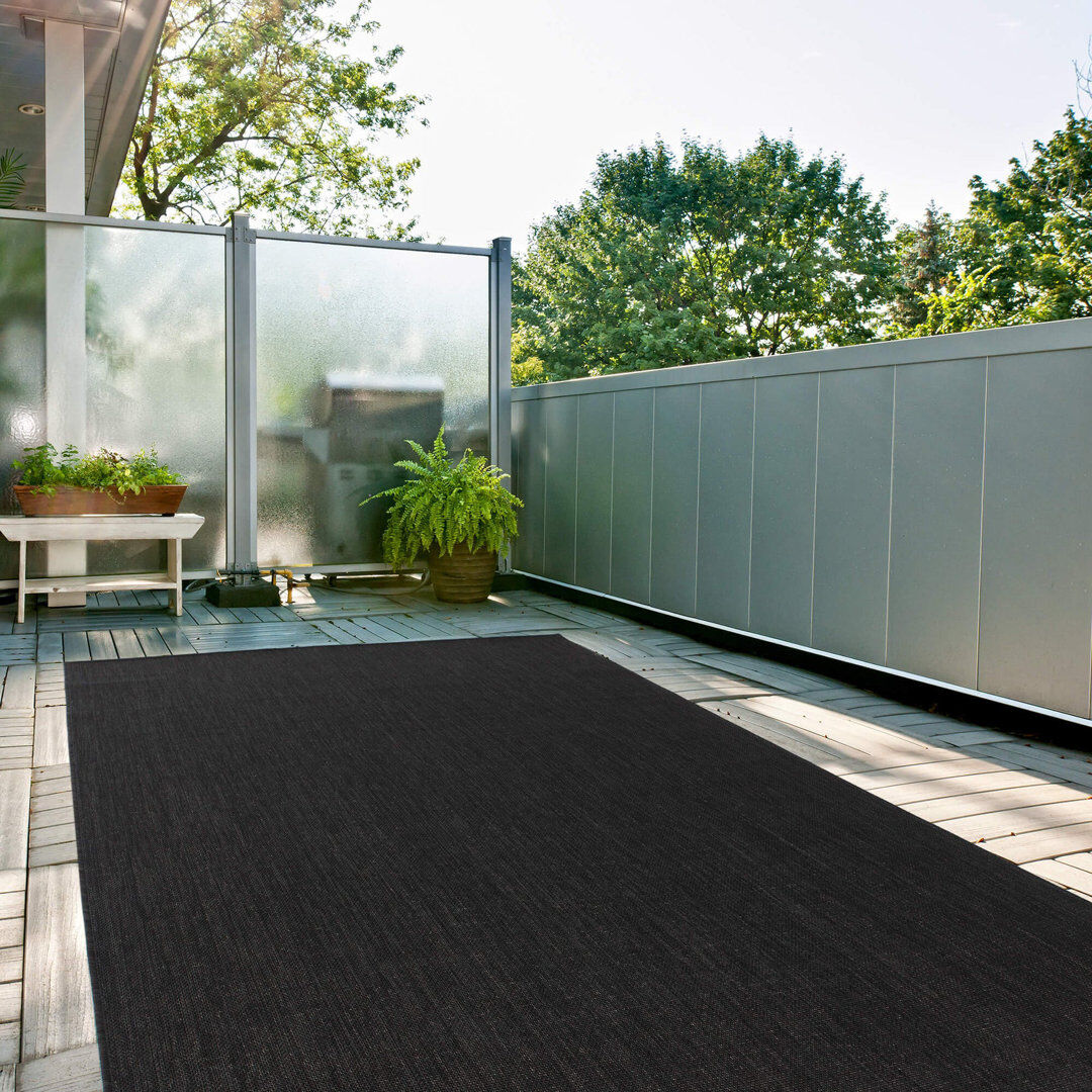 THE RUGS Ecology Collection Rectangle Kilim Indoor / Outdoor Area Rug Black Rectangle 120 x 170cm