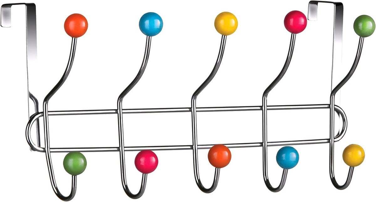 Deurgarderobe hanger met 10 haken voor slaapkamer, hal, badkamer of keuken - Multicolor