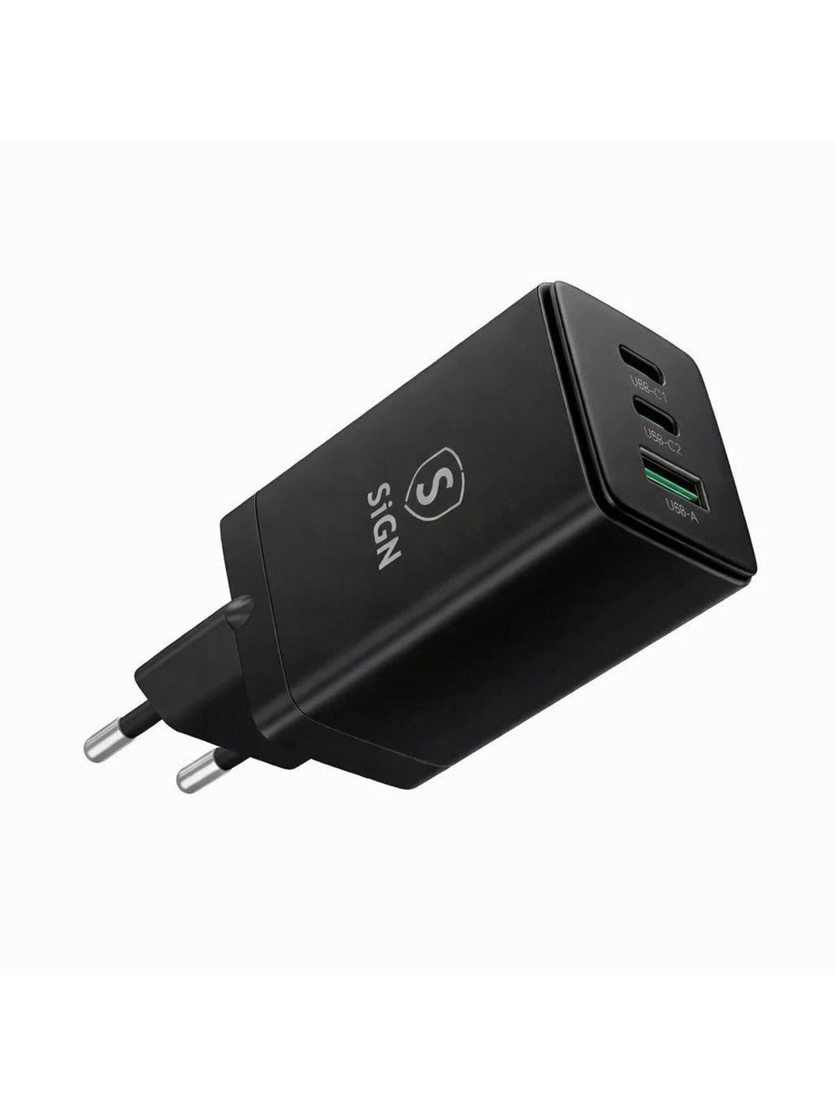 SiGN GaN Ultra 65W 2xUSB-C & 1xUSB-A Fast Charger - Black