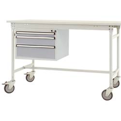 Manuflex ZB4682.9006 Gehäuse-Unterbau mobil, Nutzhöhe 3 Schubfächer mm mit alusilber ähnlich RAL 9006. Für Tischtiefe 800 mm