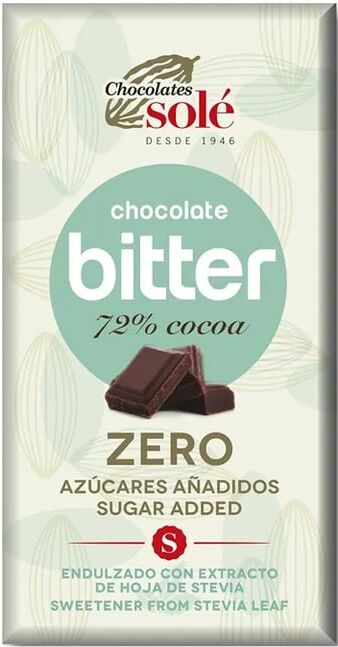Chocolates Solé Chocolate Bitter Com Stevia 72% Cacau 100g