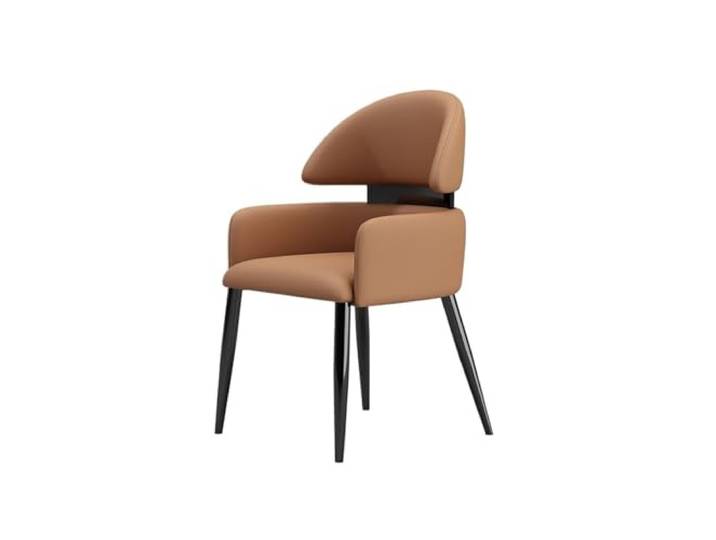 Xumh2024-3 Küchenstuhl Mid-Century Modern Esszimmerstühle, mit Armlehnen, Kunstleder-Esszimmerstühle for die Küche schwarzen Metallbeinen(Orange)