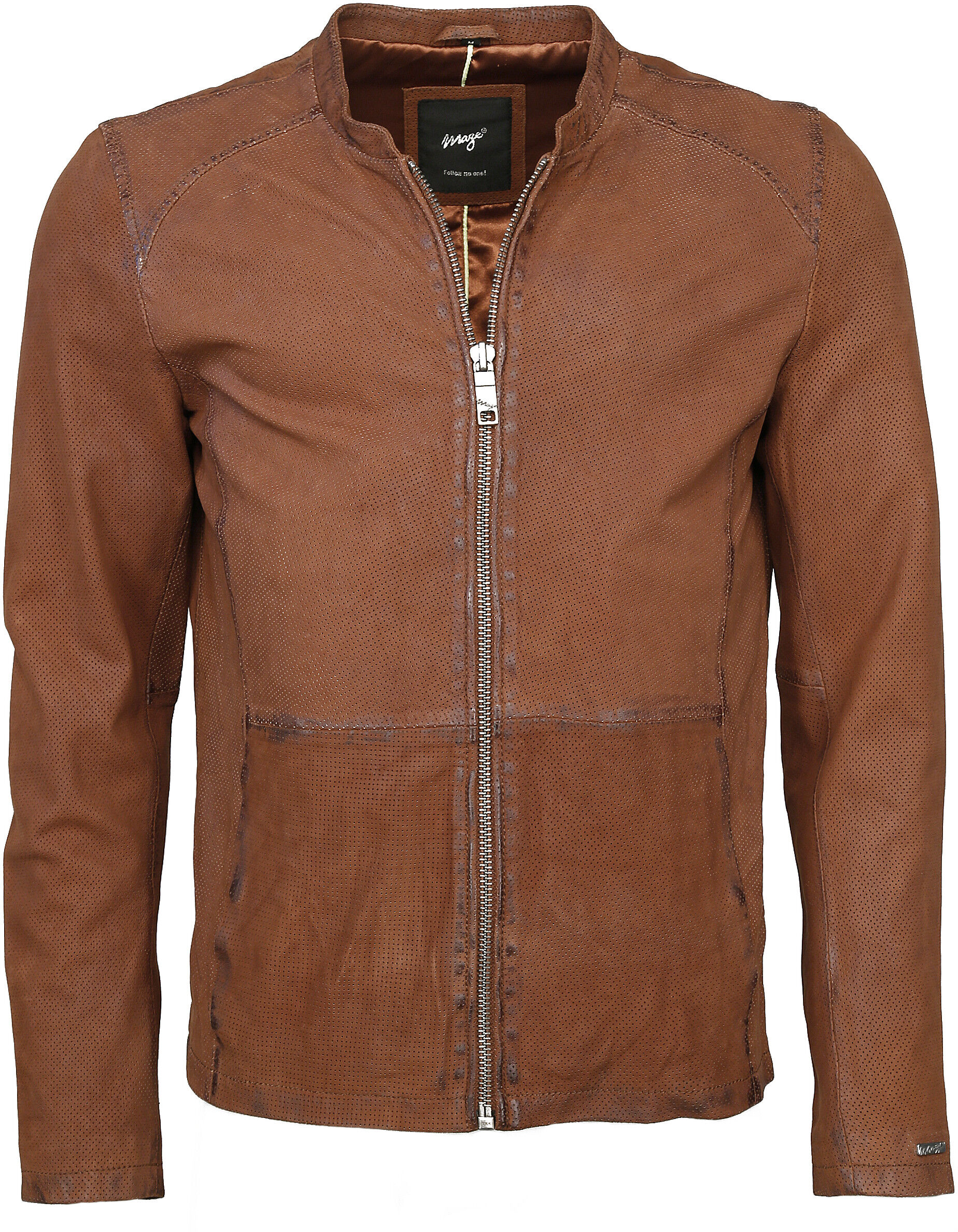 Lederjacke MAZE "Lederjacke Dobson", Herren, Gr. XXL, braun (cognac), Obermaterial: 100% Lammnappaleder LANA. Futter: 100% Polyester PES., Jacken Lederjacke