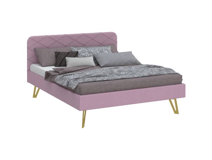 Modular Bett Sager Altrosa Stahl/Stoff 180 x 200 cm