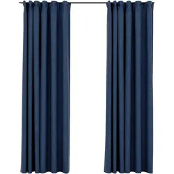 vidaXL Verdunkelungsvorhänge Haken Leinenoptik 2 Stk. Blau 140x225cm