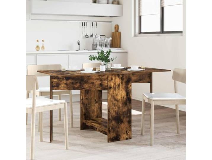 KFPOERTFGD Klappbarer Esstisch, Küchentisch mit Regal, Geräucherte Eiche Platzsparendes Klappdesign, Praktischer Stauraum, Modernes Wohnaccessoire