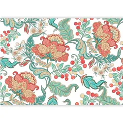Artgeist, Tapete, Fototapete - Ethnic vegetation - plant motif with ornaments in coloured flowers (450 x 315 cm)