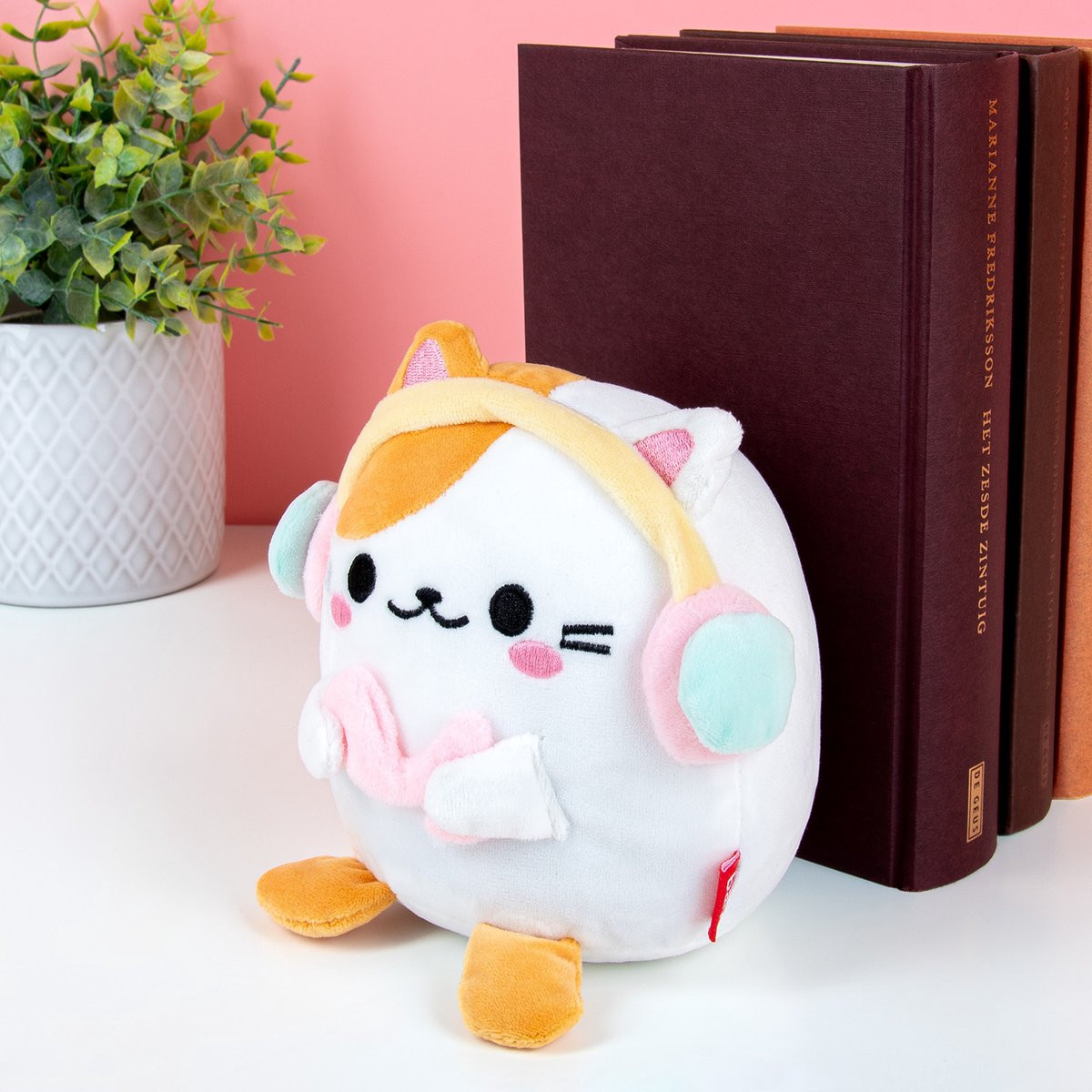 Balvi Kawaii Kat Boekensteun - Wit met koptelefoon