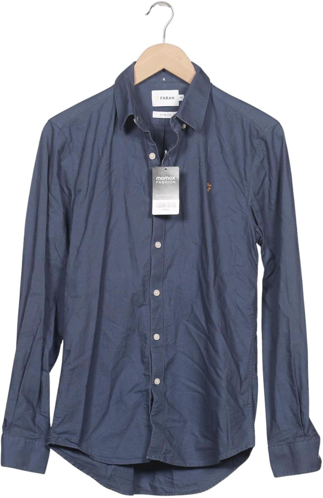 Farah Herren Hemd, Marineblau, Gr. XS, Baumwolle - Second Hand