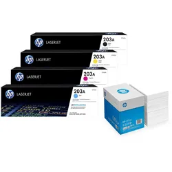 Bundle mit HP Original 203A Toner 4er Multipack + 2.500 Blatt HP Kopierpapier hochweiß