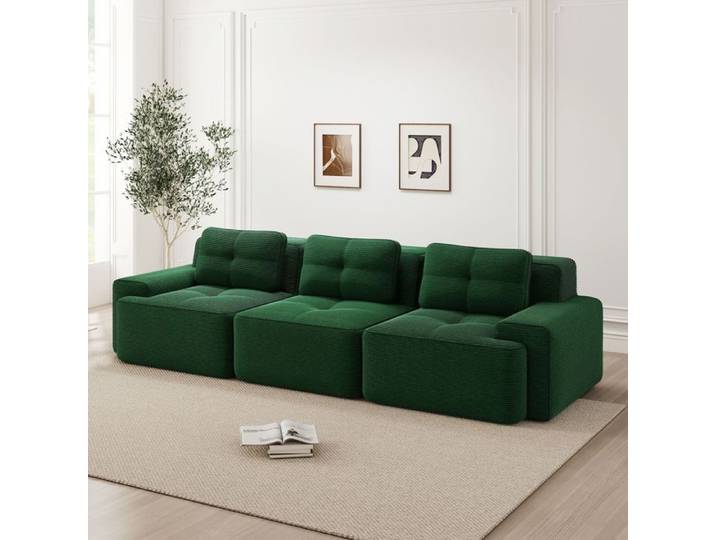 Canapé Modulable Cloud Boneless Sofa Canapé 3 places velours côtelé Canapé scandinave Canapé salon Vert(sans assemblage)