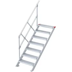 Euroline Treppe 45 Grad, 600 mm Stufenbreite, 1 Handlauf,  Stufenausführung Alu – geri...
