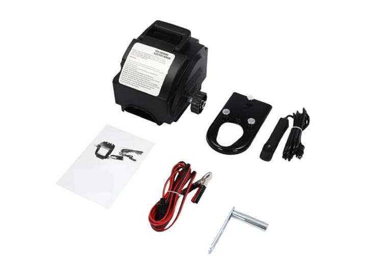 Motorkrane 6000 lbs elektrische Winde 300 W 12 V kleiner Bootsanker mit/starkem Haken + 3 m Seil, Dual-Steuerungsmodi