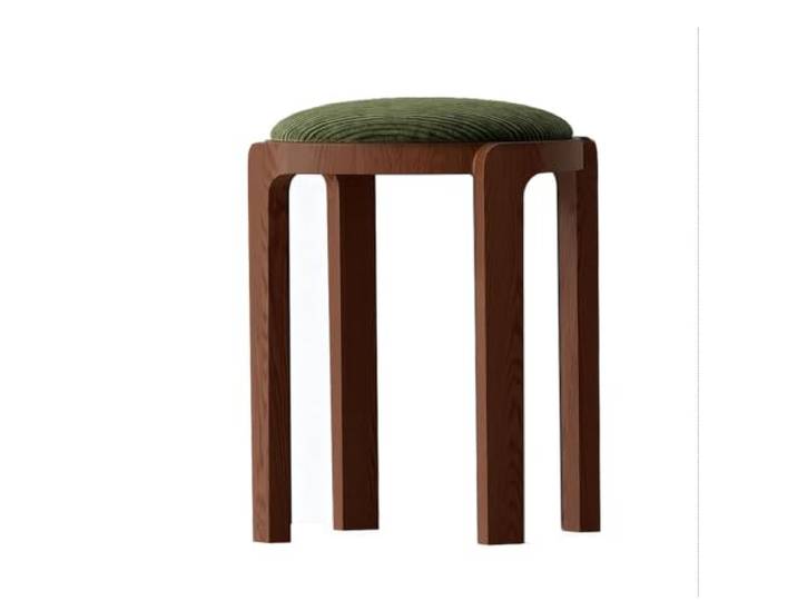 YDHFCD Stapelbarer Hocker mit gepolsterter Sitzfläche aus Massivholz Stapelbarer Holz-Hocker, gepolsterter runder Sitz, platzsparend, vielseitig.(Style 3)