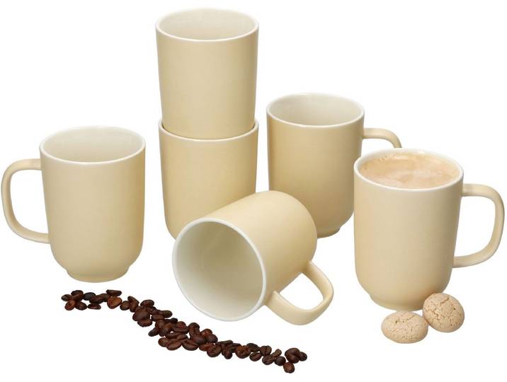 Set van 6 Jasper vanille stoneware koffiemokken - 403541