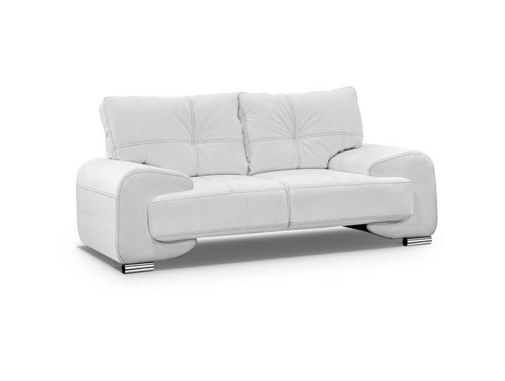 Beautysofa Sofa 2-Sitzer Omega weiß, Weiß, Metall, 185x88x98 cm, Wohnzimmer, Sofas & Couches, Sofas, 2-Sitzer Sofas