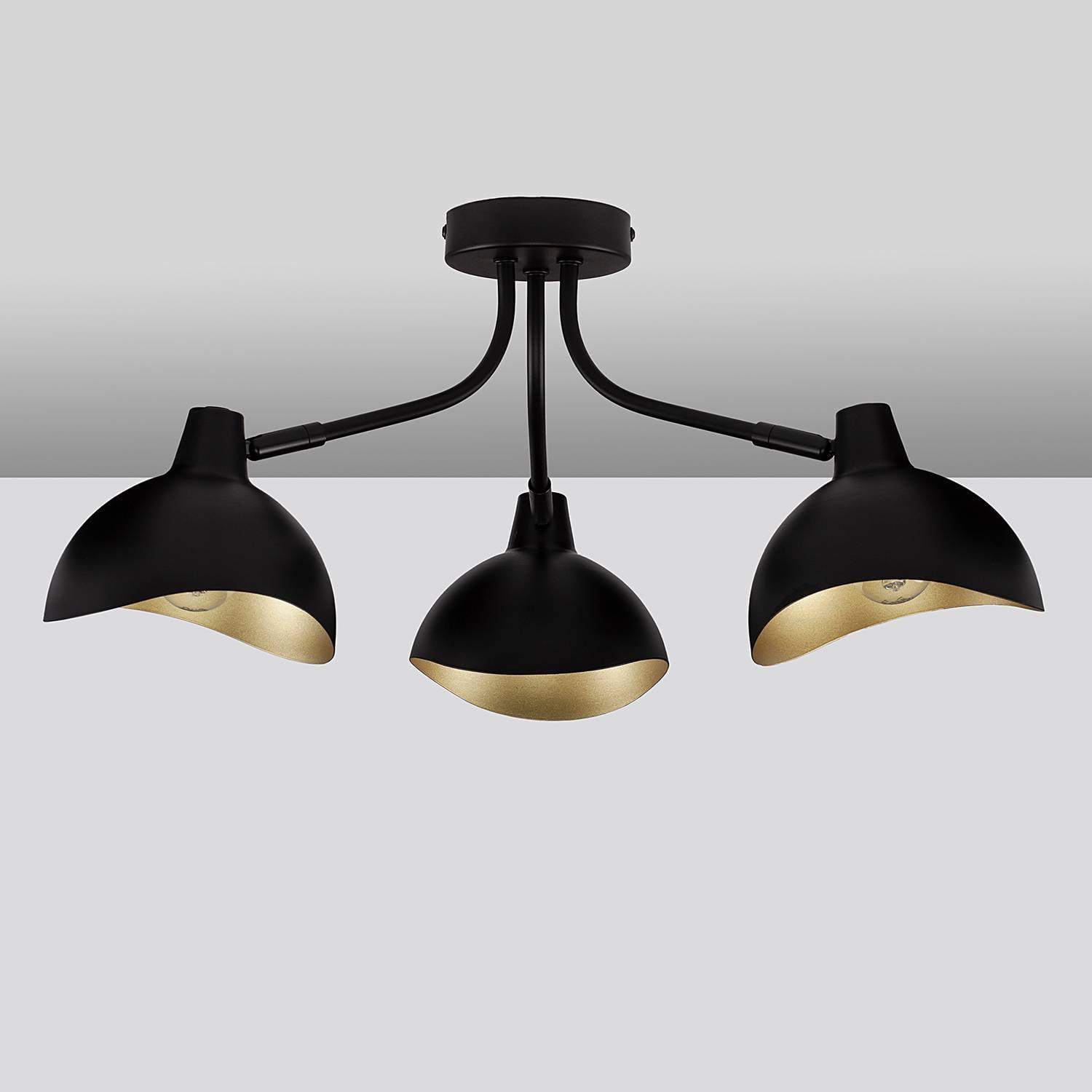 Lyora Plafondlamp Geti M zwart met gouden binnenkant