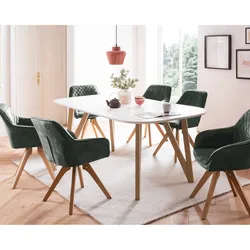 SalesFever »Aino-Mercur« Esszimmergruppe 5-teilig dunkelgrün/weiß Esstisch 180x90 cm