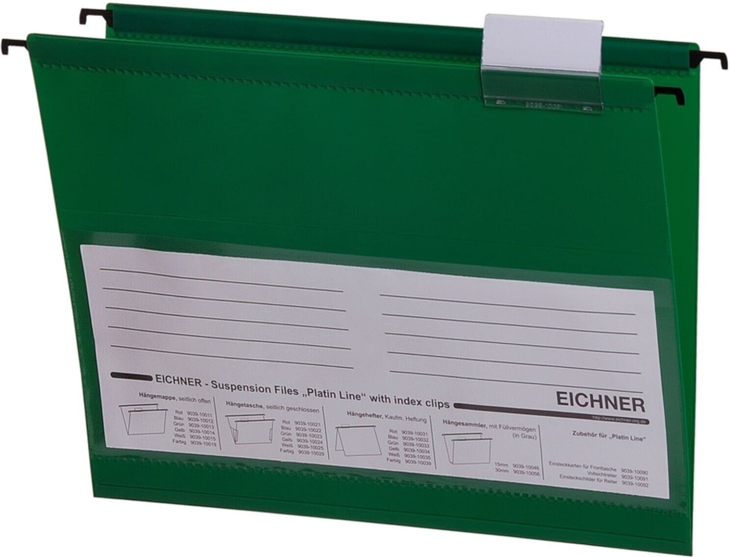Eichner PVC-Hängemappe Platin Lineseitlich offen, grün (4052301008793)
