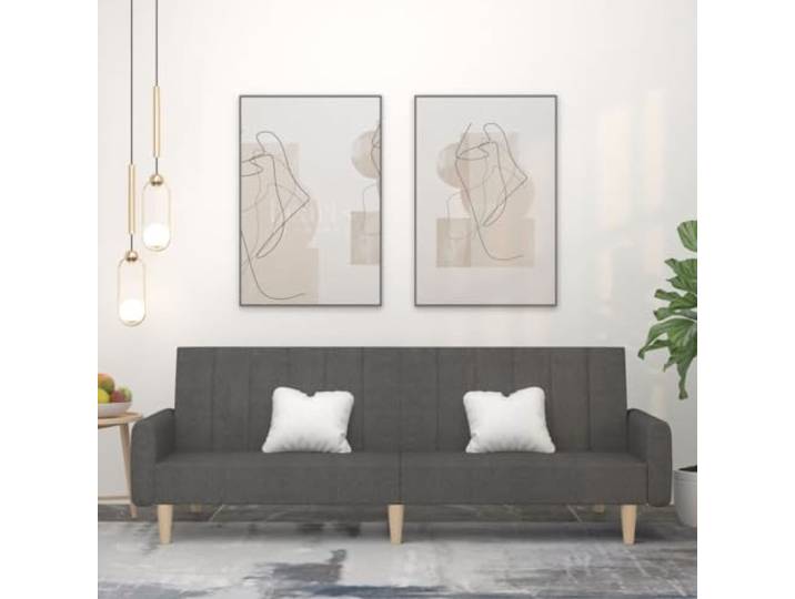 HEFZGDB Schlafsofa 2-Sitzer Dunkelgrau Stoff Bettcouch Gästebett Sofabett mit 2 separaten Rückenlehnen für Wohnzimmer und Büro atmungsaktiv langlebig Holzrahmen stabil