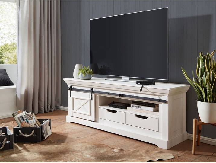 TV Element 153x57cm 'Oregon' Kiefer weiß & Eisen WZ-0548