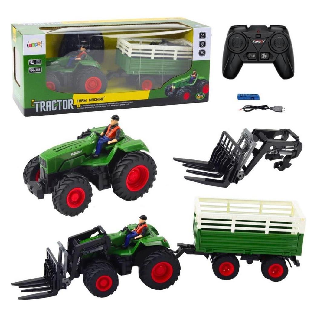 Lean Toys Ferngesteuerter RC-Traktor mit Anhänger (58218379)