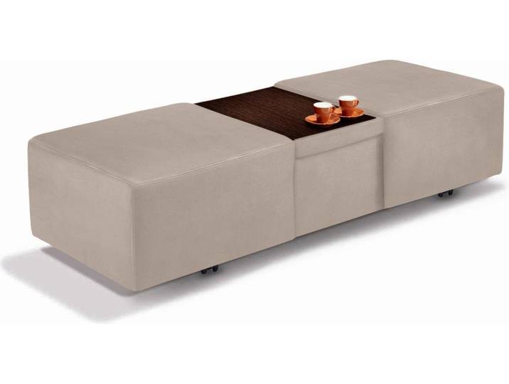 Hocker, Luxus-Microfaser, Beige, 130×64×41 cm, Ausziehbar mit Stauraum, Vintage, W.SCHILLIG