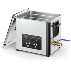 VEVOR 10 L Ultraschallreiniger, professionelle Ultraschallreinigungsmaschine mit Reinigungskorb & Digitalanzeige, 180 W Edelstahl 40 kHz Industrielle Reinigungsmaschine für Teile Vergaser Instrumente