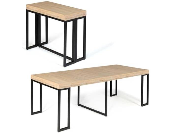 IDMarket - Ausziehbarer Konsolentisch Toronto 10 Personen 235 cm Industriedesign