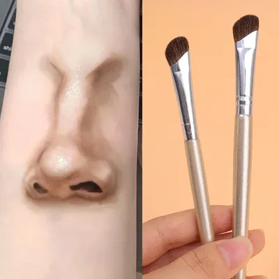 Professional Nose Contouring Brushes, Flat Angled Nose Shadow Makeup Brushes, Soft Eyeshadow Beauty Cosmetics Tools 03 White