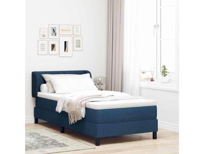 Stabil verstellbares Kopfteil Modernes Design 90 x 190 cm Blau Boxspringbett mit Matratze mit Kopfteil Blau 90 x 190 cm Stoff verstellbar Taschenfederkern Komfort