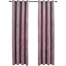 vidaXL Verdunkelungsvorhänge mit Ösen 2 Stk. Samt Antik-Rosa 140x245cm