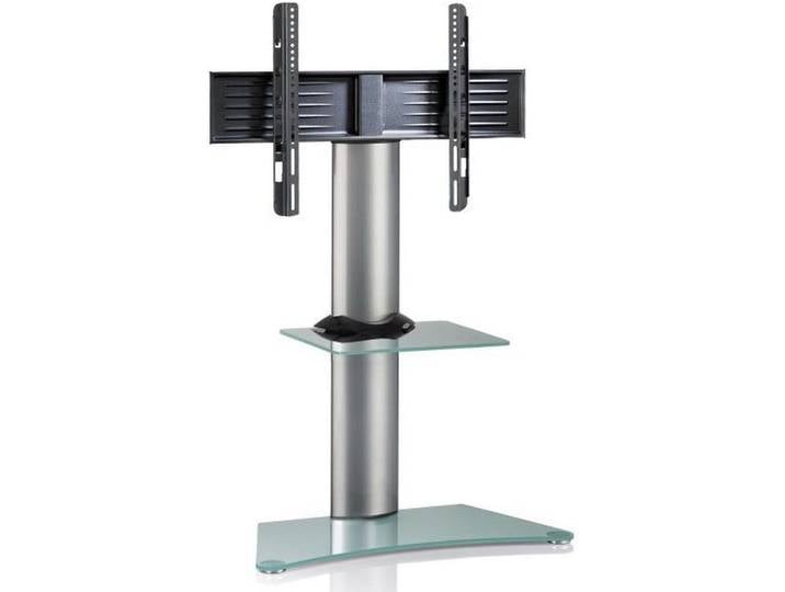 TV-Rack, Silber, 80x111x40 cm, Metall & Glas, Schwenkbar, Modern, MID.YOU