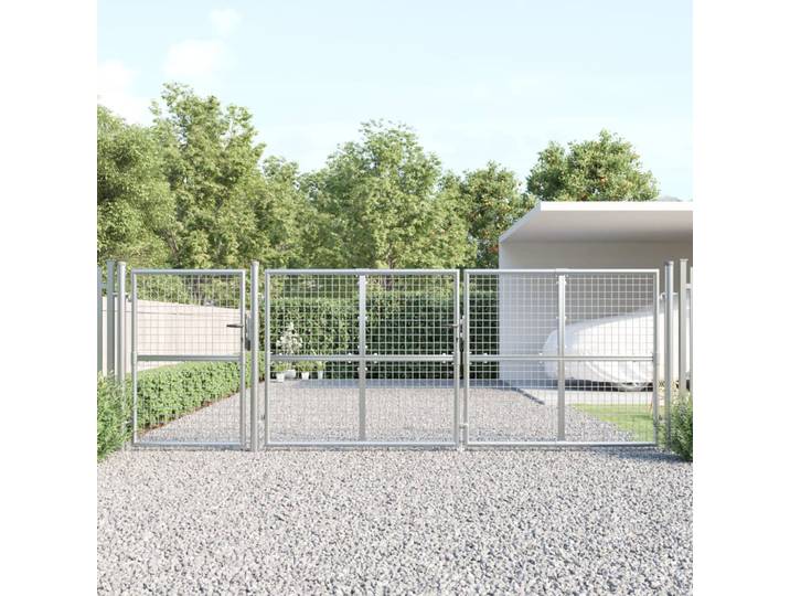 vidaXL Maschen-Gartentor Silber 400x125 cm Verzinkter Stahl