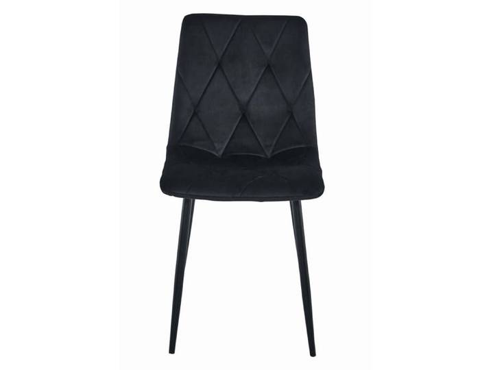 Chaise en velours noir - LEOBERT - Modèle LIBRA - Pieds métalliques noirs - Hauteur 88 5 cm - Largeur d'assise 44 cm