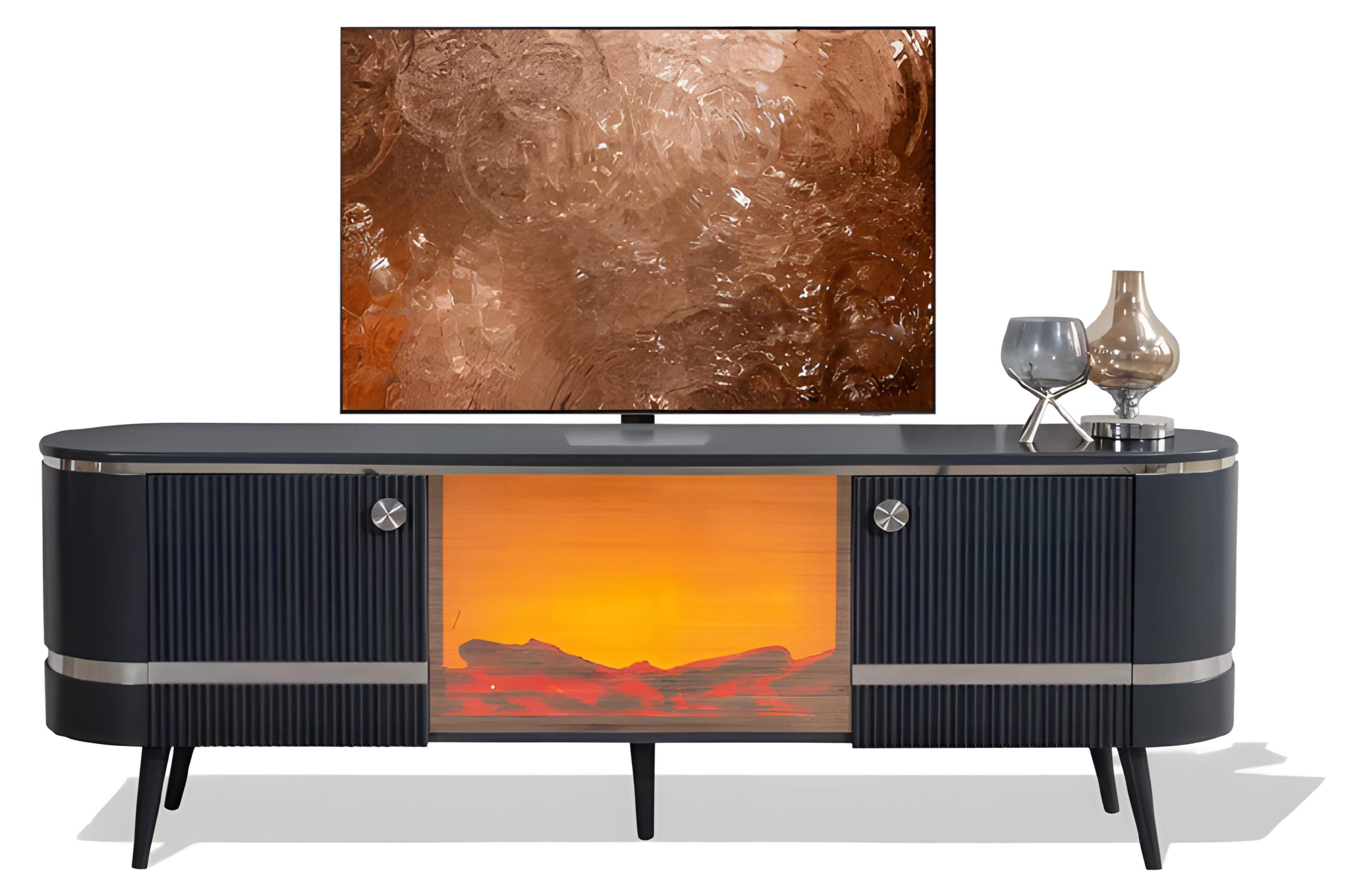 Lakonischer TV-Lowboard mit minimalistischer Ästhetik in elegantem Schwarz