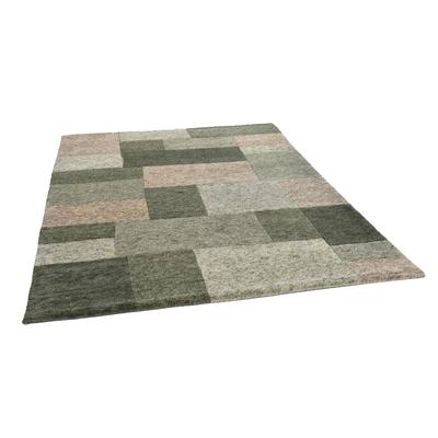 Wollteppich THEKO "Dalas - 7709, handgeknüpft", grün, B:60cm H:18mm L:90cm, Schurwolle, Teppiche, reine Wolle, Patchwork Design, Wohnzimmer