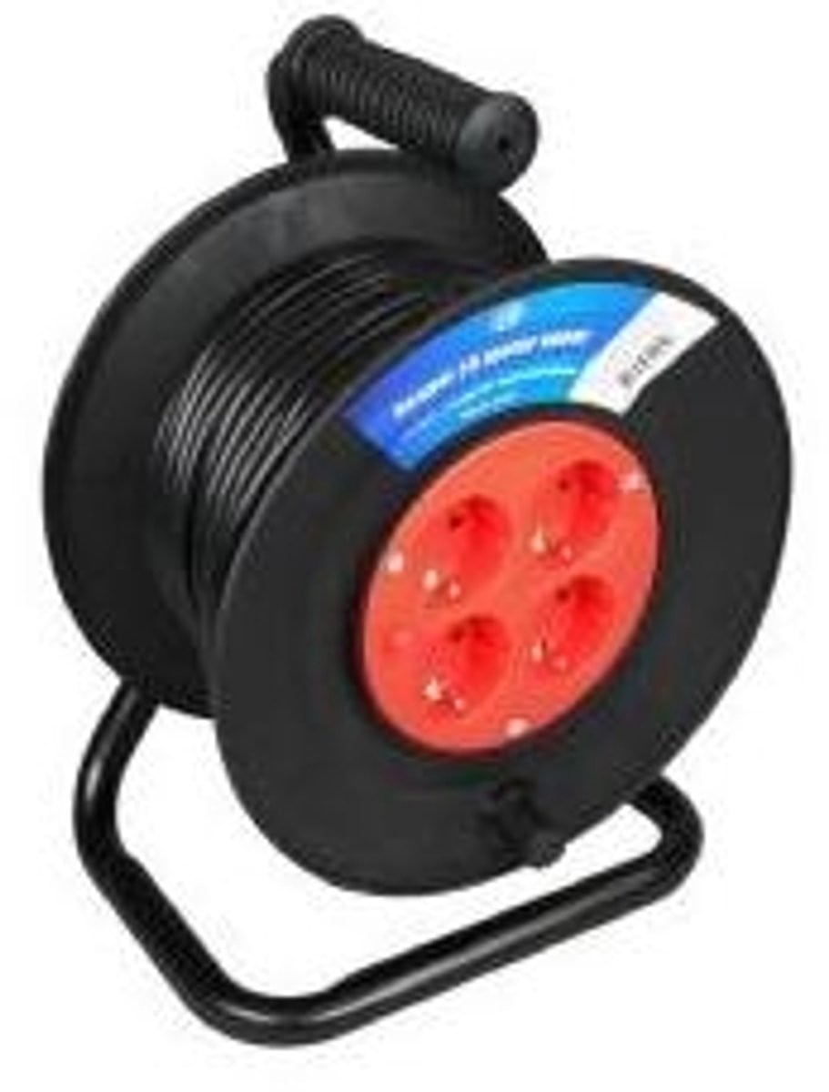 VB 41051 Kabelhaspel 25M 4-voudig zwart 3x1mm
