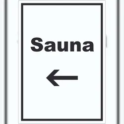 HB-Druck Sauna Aufkleber mit Text und Richtungspfeil links Erholung Entspannung hochkant A2 (420x594mm)