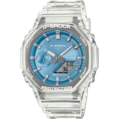 Chronograph CASIO G-SHOCK, transparent (transparent, himmelblau), Armbanduhren, Herren, Chronograph, Quarzuhr,Armbanduhr,Herrenuhr, digital,bis 20bar wasserd. Resinarmband