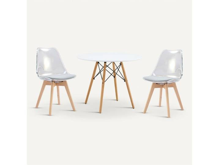 Coin repas table + 2 chaises SINA Blanc / gris