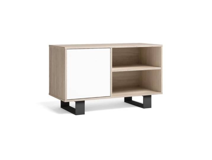 Meuble TV 100 salon/salle à manger WIND couleur Chêne-Blanc 95x40x57cm RF1003