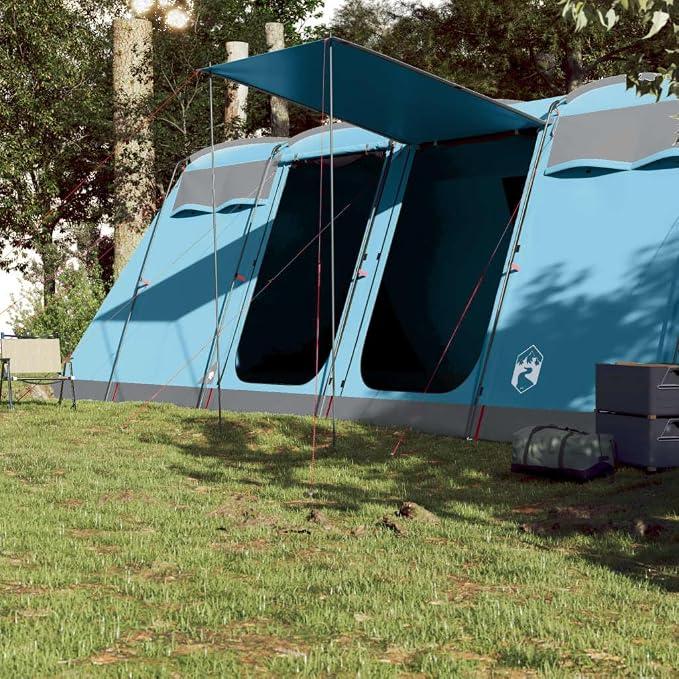 Tunnel-Familienzelt 10 Personen Tunnelzelt Campingzelt Familienzelt Sonnenschutz Insektenschutz Zelt für Familien, Tunnelzelt Blau Wasserdicht