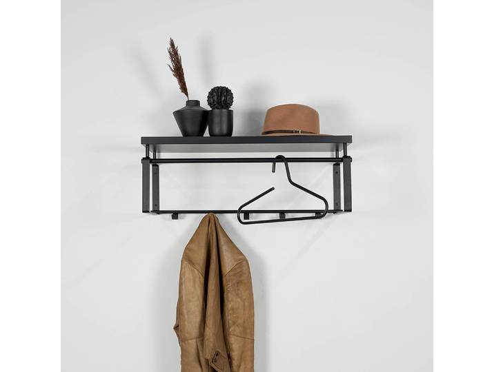 Porte-manteau mural Rex III 70 x 28 x 29cm Noir/Noir