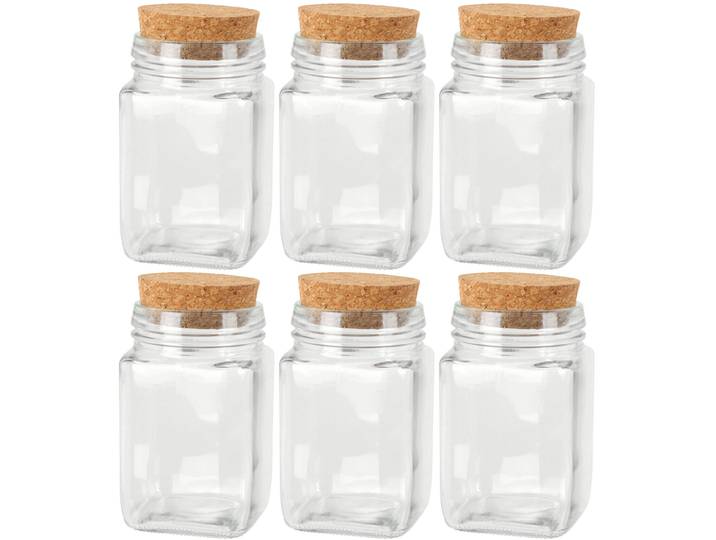 6er Set Vorratsglas mit Korkverschluss 250 ml