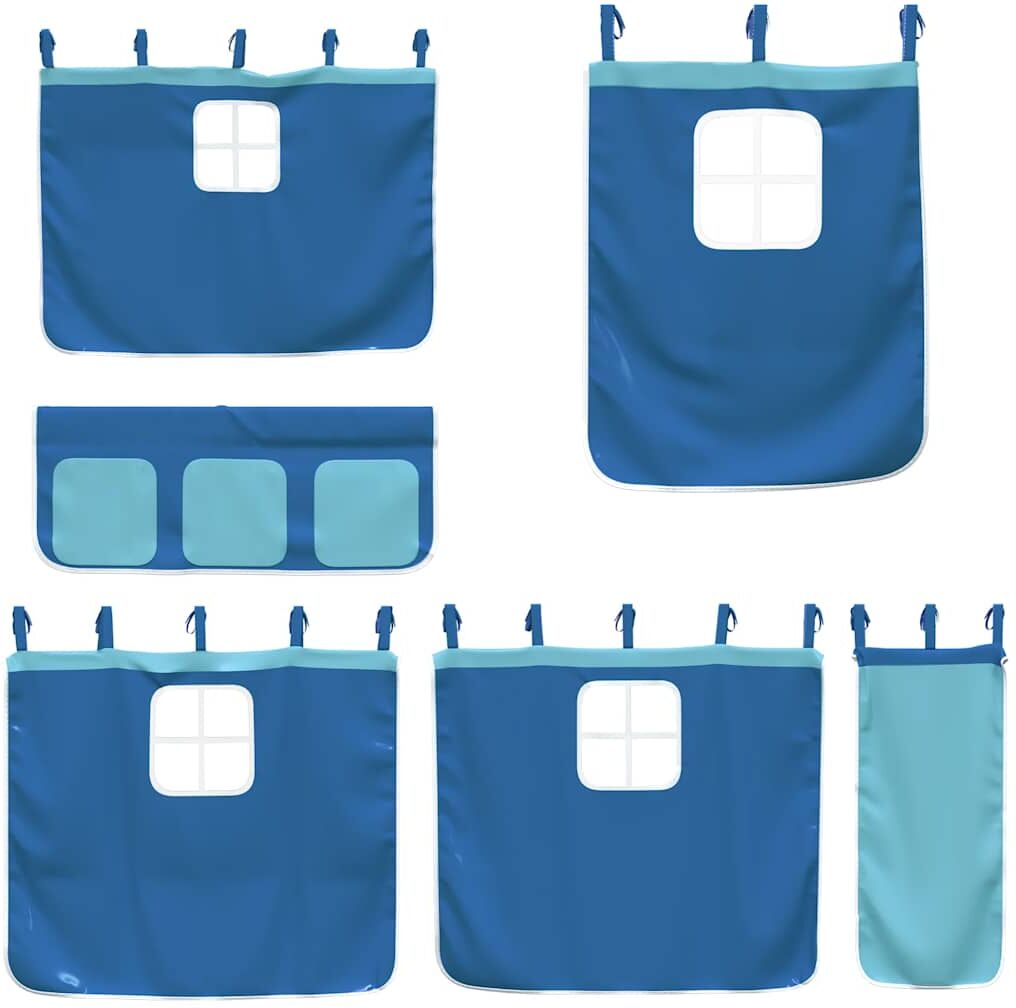 vidaXL Lit superposé sans matelas avec toboggan et rideaux 90x200 cm