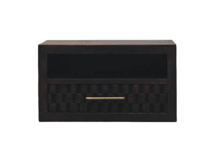 Artisan Furniture Nachttisch Rich-Velvet-Mocha-Finish, 1 Schublade, 1 offenes Fach, Dunkelbraun, Holz, Echtholz,Mangoholz, Quadratisch, 32x25x45 cm, Schlafzimmer, Nachttische
